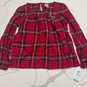 Carters Girls 5T Red Plaid Long Sleeve Holiday Top Shirt NWT